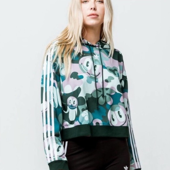 Adidas X Hattie Stewart Cropped Hoodie Sweatshirt
